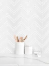 Large White Chevron Marble Backsplash Mosaic Tile BA6301 1