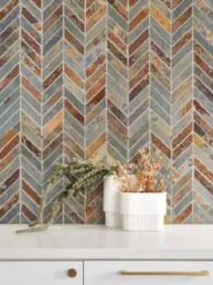 Rustic brown gray slate chevron mosaic backsplash tile BA1065 item