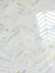 Warm Gold White Gray Chevron Mosaic Backsplash Tile BA6312 2