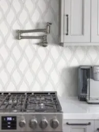 White Gray Waterjet Luxury Mosaic Backsplash Tile BA7006 1