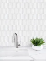 White Marble Small Picket Design Backsplash Mosaic Tile BA6302 1