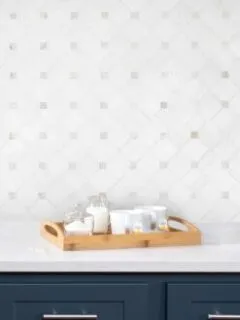 White Gray Dot Marble Mosaic Backsplash Tile BA6304