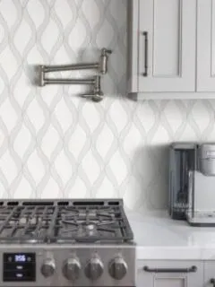 White Gray Waterjet Luxury Mosaic Backsplash Tile BA7006 1