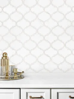Mother of Pearl Waterjet White Mosaic Backsplash Tile BA7008