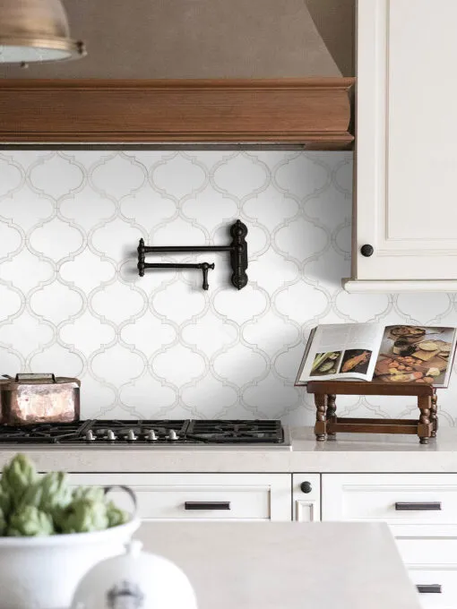 Beige Kitchen Mother of Pearl Waterjet Backsplash Tile BA7008