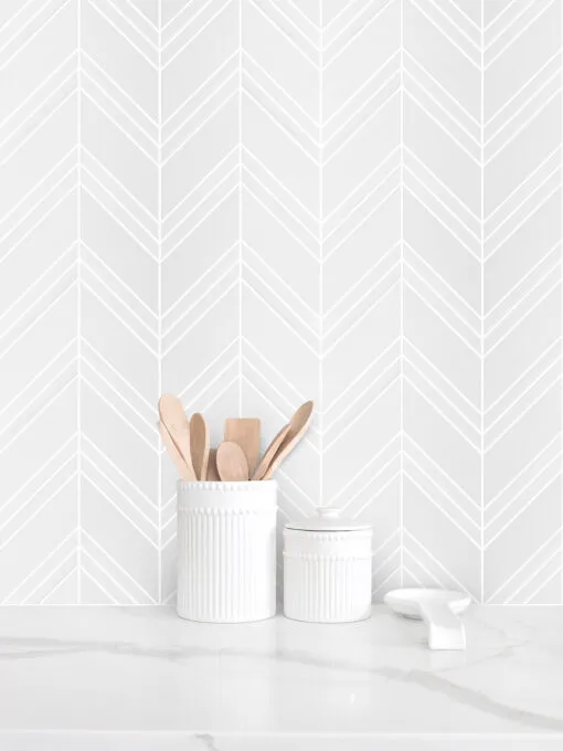 Large White Chevron Marble Backsplash Mosaic Tile BA6301 1