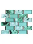 Green Unique Glass Subway Beveled Glass Backsplash Tile 1 BA8013