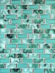 Green Unique Glass Subway Beveled Glass Backsplash Tile 6 BA8013