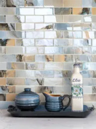 Blue Brown Subway Glass Backsplash Tile BA8002