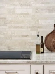 Light ivory travertine beige color subway backsplash tile BA1092