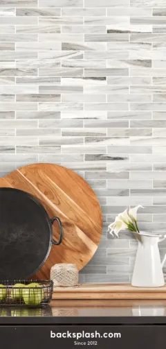 White Gray Marble Kitchen Backsplash Tile BA1034 #whitekitchenbacksplash #whitebacksplash#modernbacksplash #whitegraybacksplash #marblebacksplash #subwaybacksplash #whitemarblebacksplash