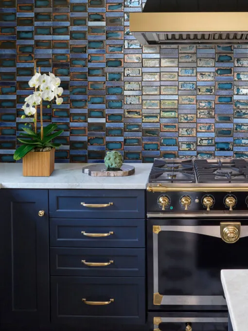Blue Cabinet Blue Rustic Glass Backsplash Tile BA6204