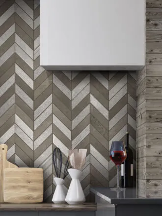 Gray Brown Modern Limestone Chevron Mosaic Backsplash Tile BA631611