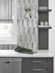 Gray Cabinets Countertop with Modern Gray Metallic Backsplash Tile BA6205