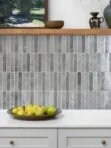 Light Gray Cabinet with Modern Gray Metallic Backsplash Tile BA6205