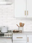 White Countertop with Milky White Glass Subway Backsplash Tile BA6707