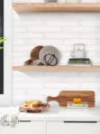 White Kitchen with Milky White Glass Subway Backsplash Tile BA6707