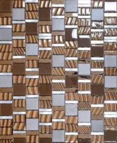 BA1133-Brown Glass Gold Metal Backsplash Tile from Backsplash.com