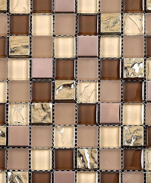 Brown Beige Gold Glass Kitchen Backsplash Tile BA1142