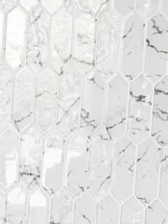 White Marble Look Glass Picket Mosaic Backsplash Tile BA5504 2