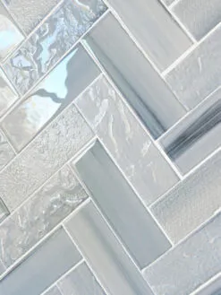 Blue Glass Large Herringbone Mosaic Backsplash Tile BA5507 5