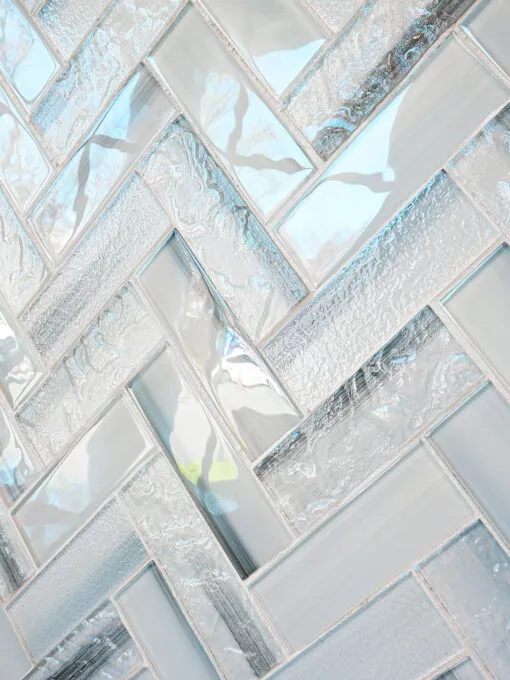 Blue Glass Large Herringbone Mosaic Backsplash Tile BA5507 12