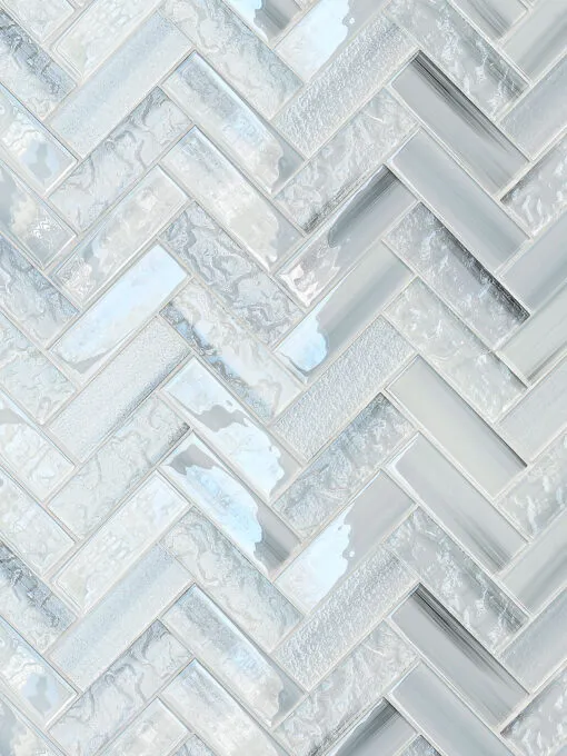 Blue Glass Large Herringbone Mosaic Backsplash Tile BA5507 13