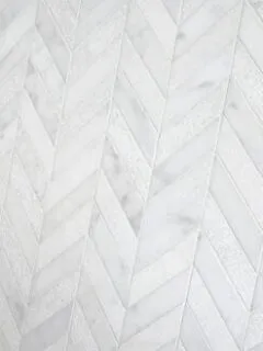 White modern marble chevron mosaic backsplash tile BA631613