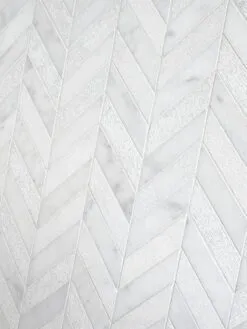 White modern marble chevron mosaic backsplash tile BA631613