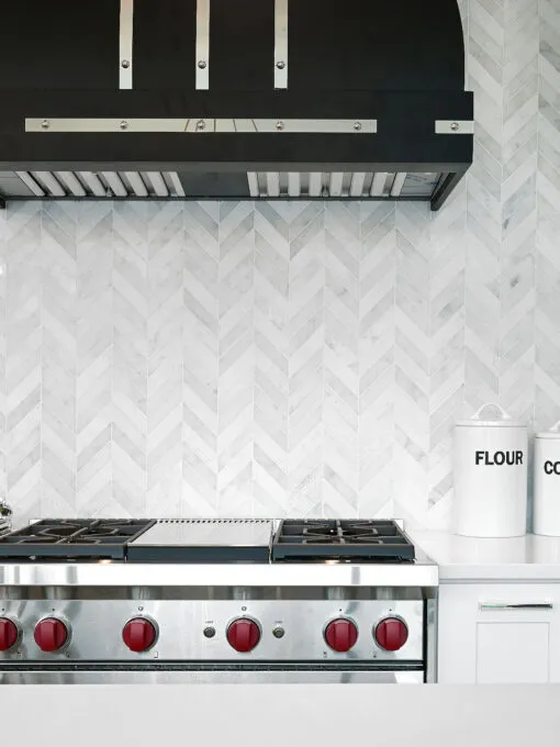 White modern marble chevron mosaic backsplash tile 5 BA631613
