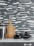 Gray Blue Quartz Glass Kitchen Backsplash Tile Cabinet Cambria Countertop BA62037