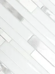 White Interlocking Marble Glass Metal Backsplash Tile BA62032