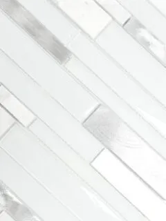 White Interlocking Marble Glass Metal Backsplash Tile BA62032