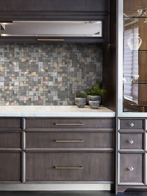 Dark Brown Cabinet Copper Backsplash Tile BA62010