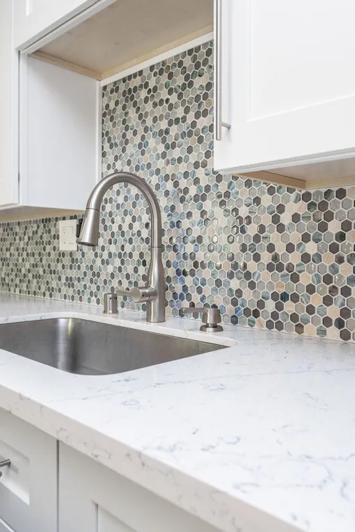 Blue Gray Hexagon Glass Marble Mosaic Tile BA62026 6