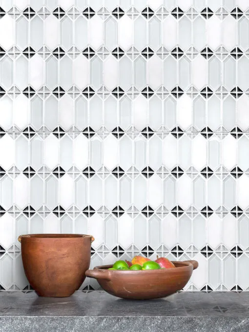 White Glass Marble Modern Backsplash Tile BA62048