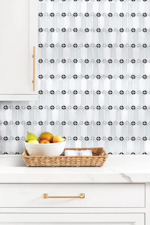 White Gray Kitchen Backsplash Marble Countertop