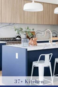 Backsplash for Blue Cabinets