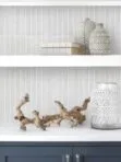 Blue Cabinet White Countertop With Light Gray Backsplash Tile BA4502