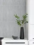 White Kitchen Marble Countertop With Modern Long Backsplash Tile BA4503