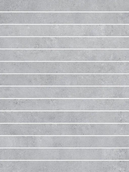 Modern Long Gray Mosaic Tile White Grout BA4503